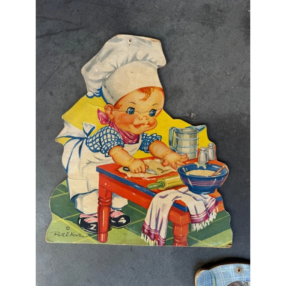Lot of 3 Vintage Ruth E Newton Nursery Children's Wall Hanging Pressboard Decor‎